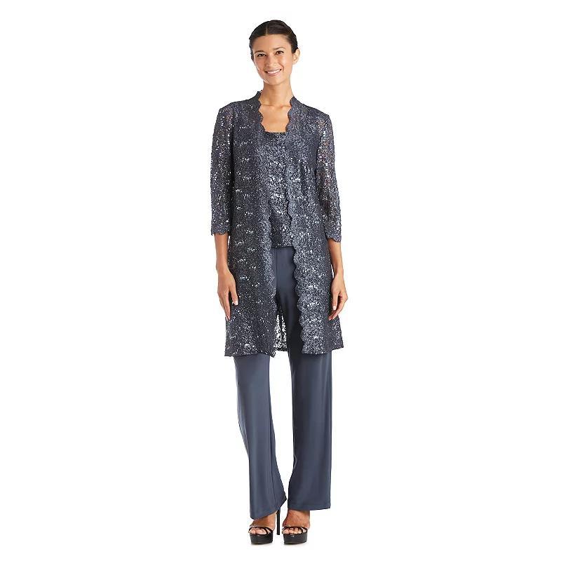 R  M Richards Petite Size Scalloped Glitter Lace Duster Stretch 3 Product Image