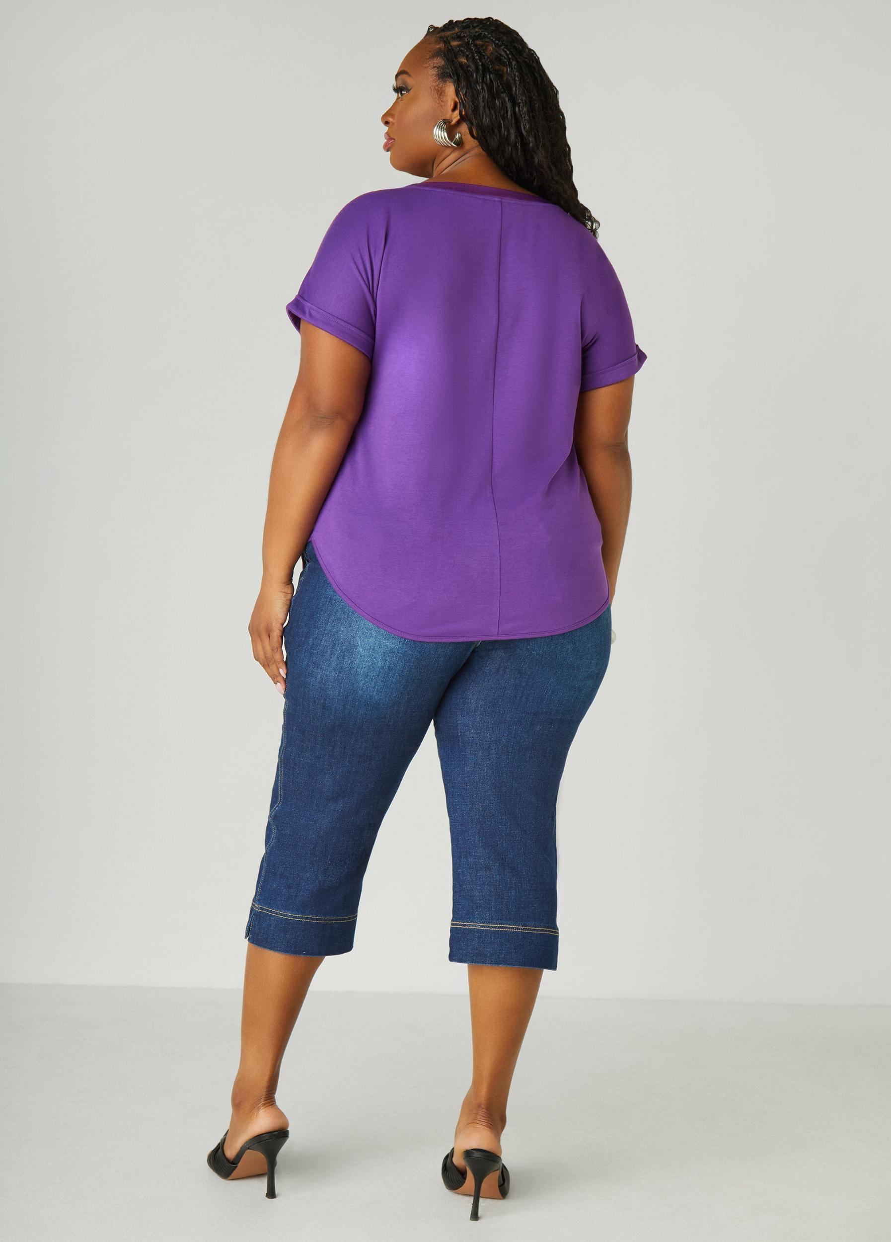 Satin Trimmed French Terry Tee Product Image