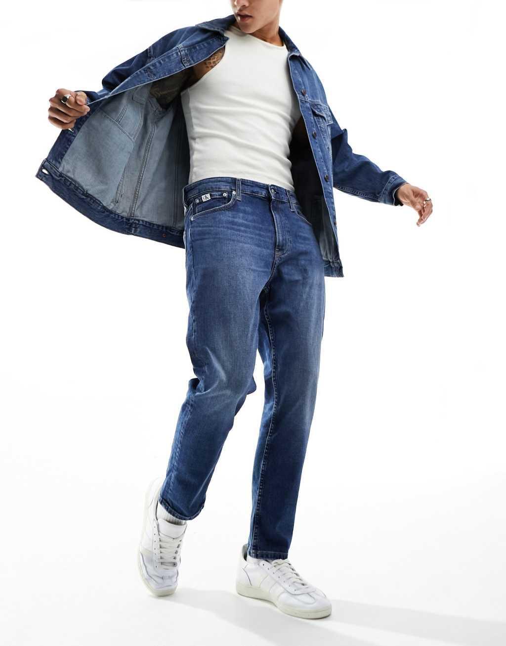 Calvin Klein Jeans dad jeans in mid wash Product Image
