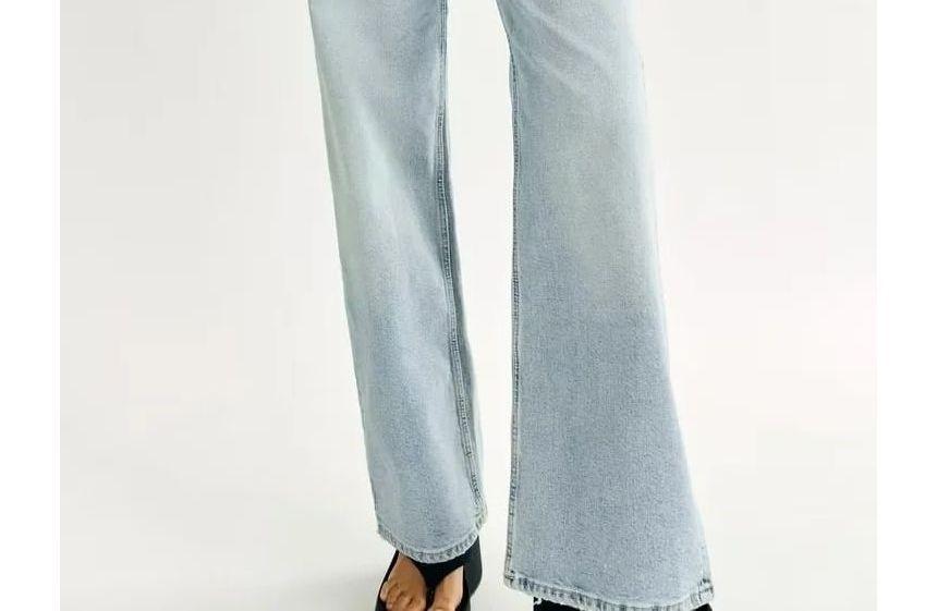 Strapless Denim Washed Wide Leg Jumpsuit Product Image