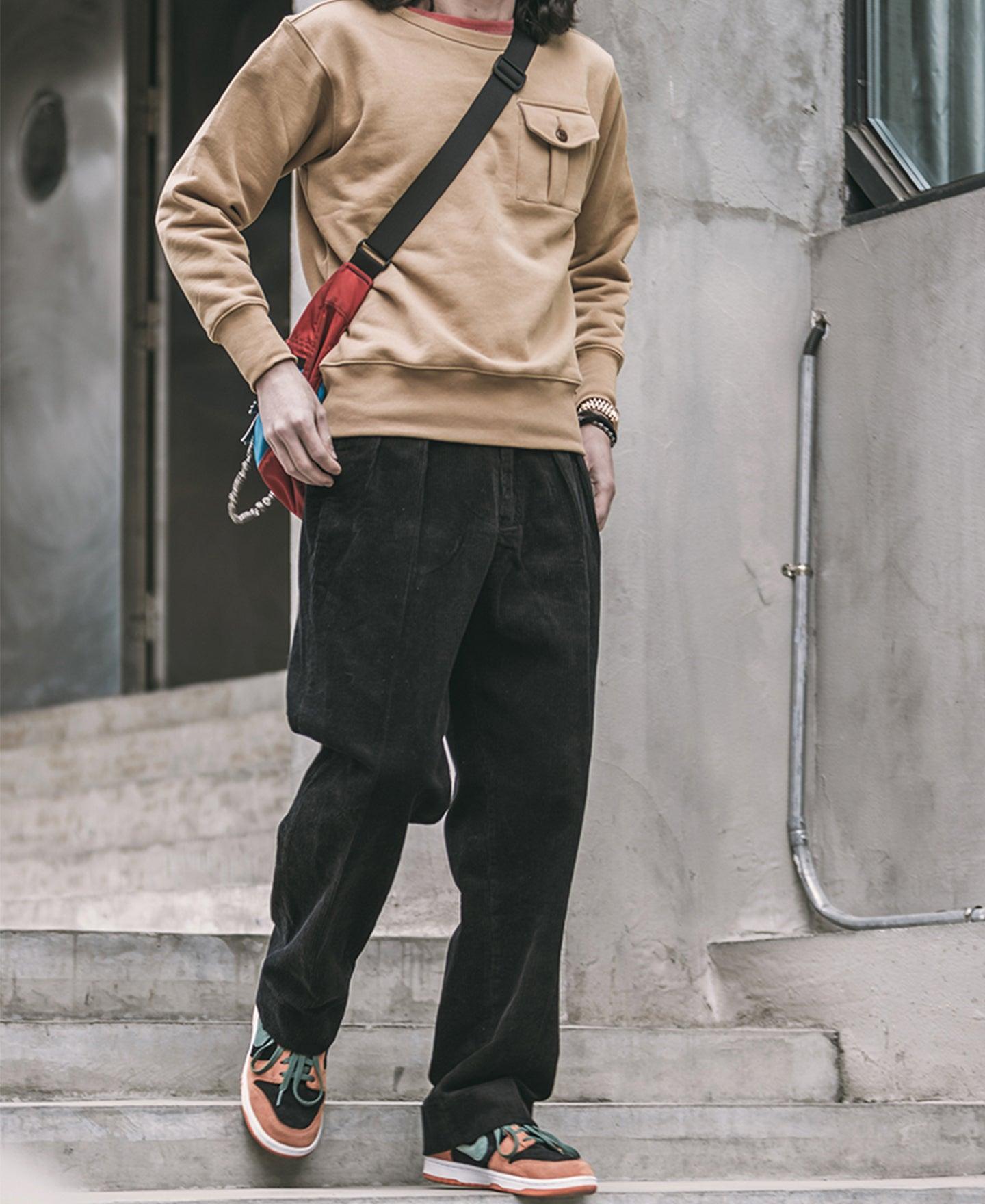 12.5 oz 8 Wale Corduroy Trousers - Black Product Image