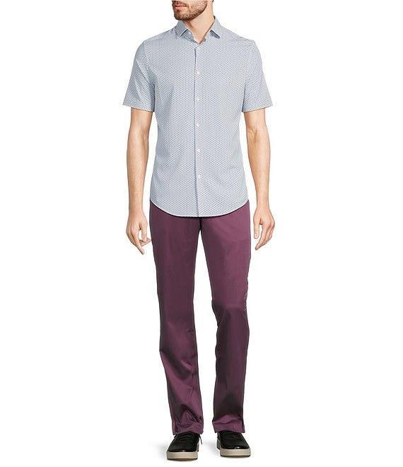 Murano Slim Fit Performance Stretch Geometric Print Short Sleeve Woven Shirt Product Image