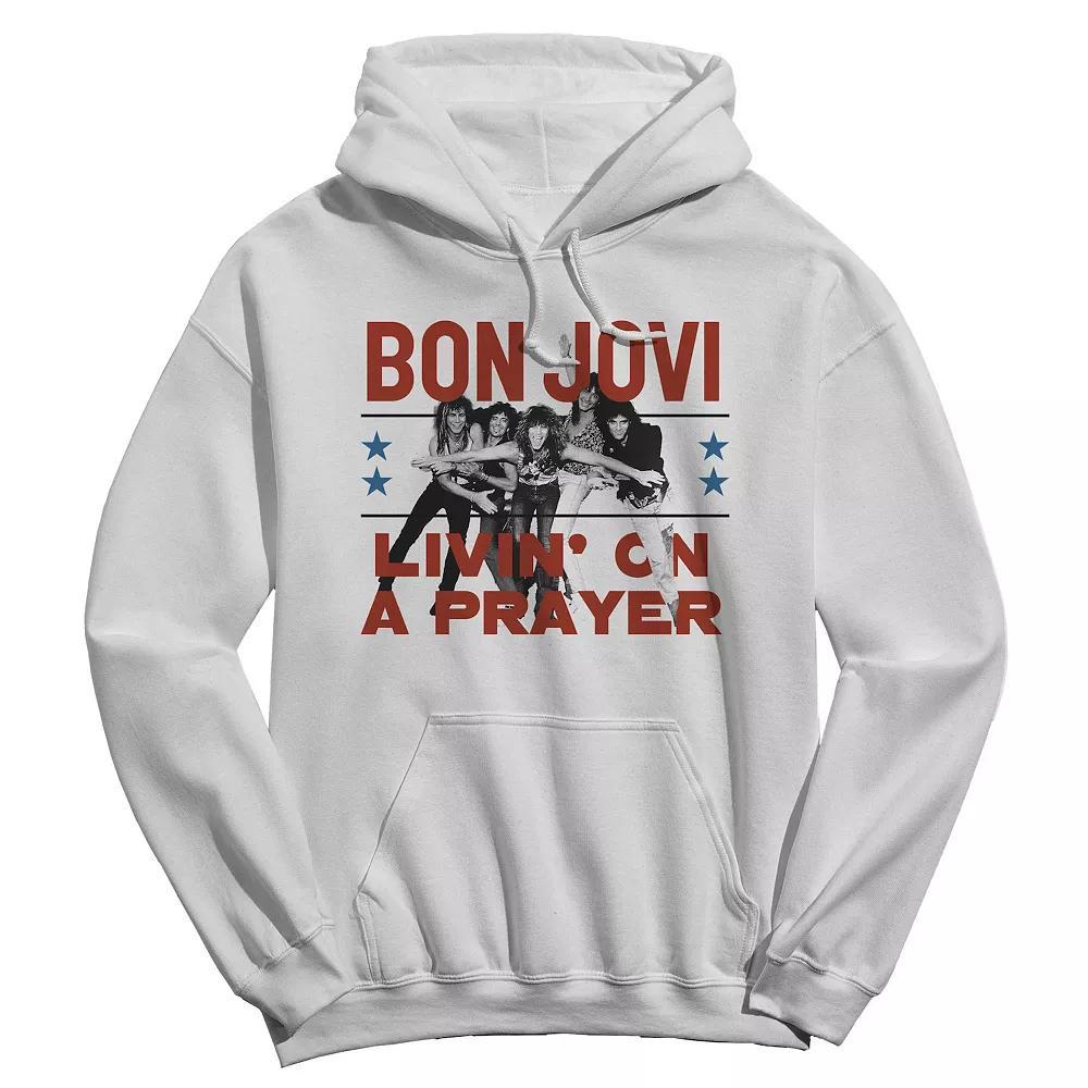Men's Bon Jovi Livin On A Prayer Graphic Hoodie, Size: XL, White Product Image
