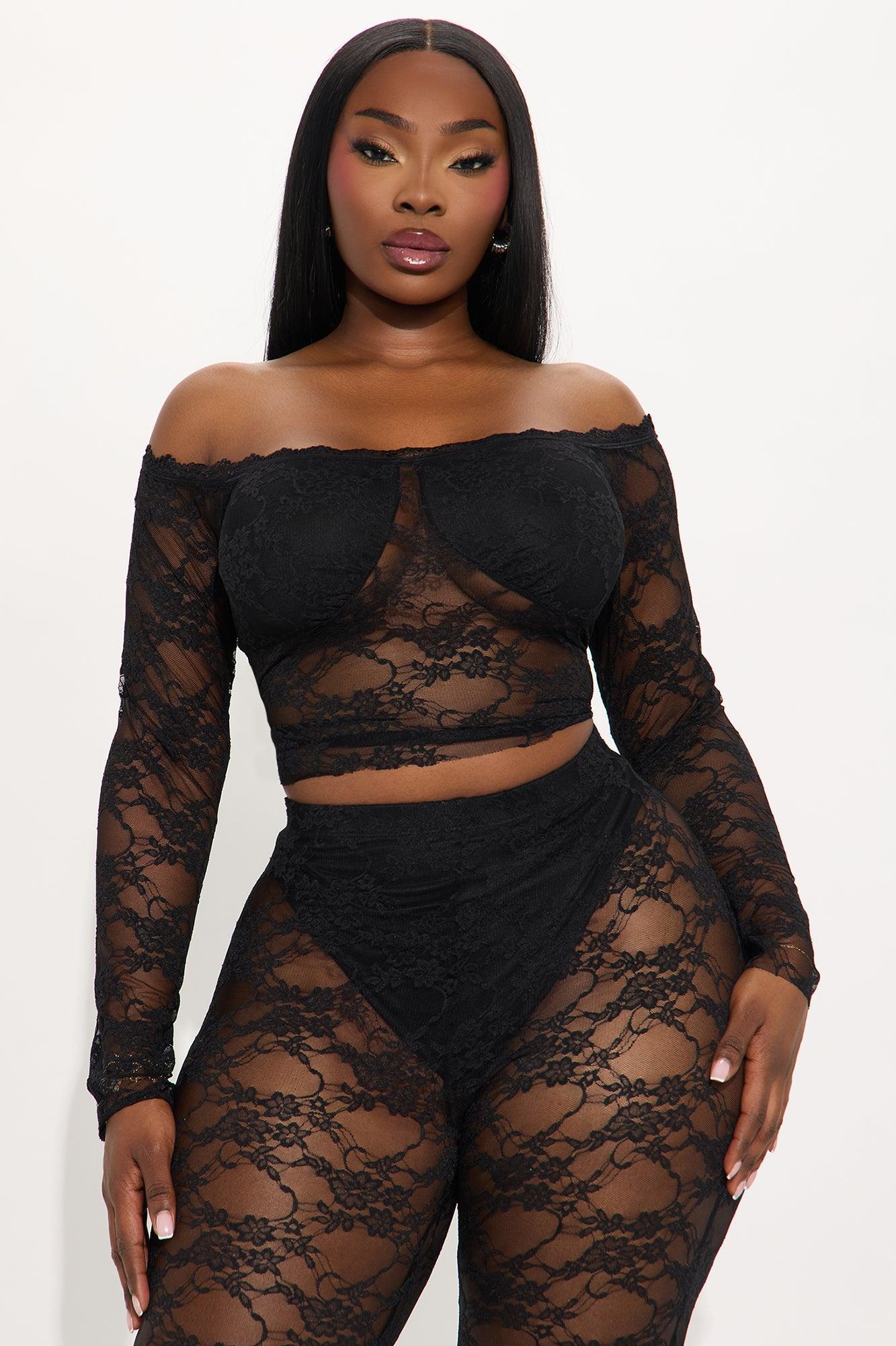 Adryana Lace Pant Set - Black Product Image