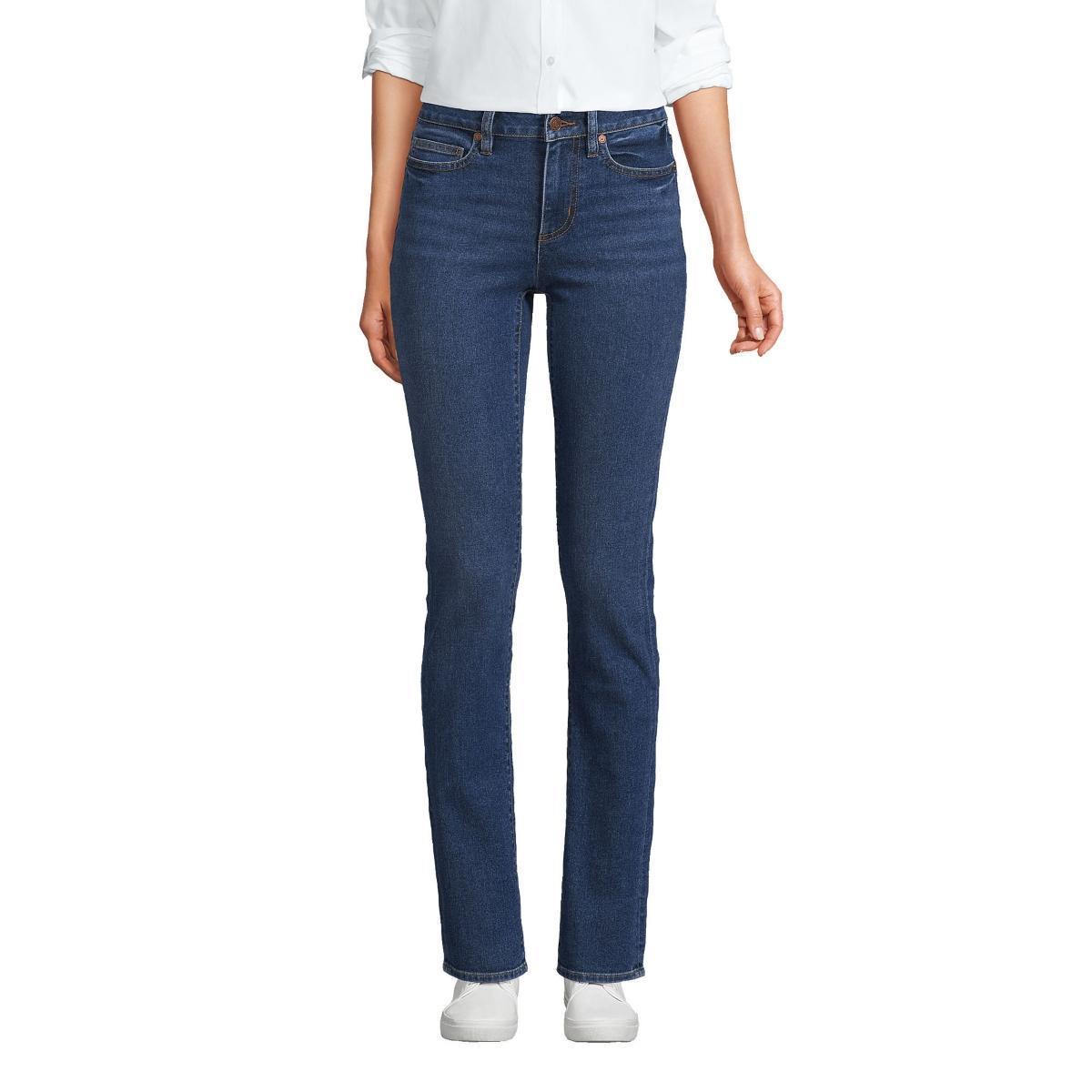 Women's Lands' End Mid-Rise Straight Leg Jeans, Size: 14X32, Mellow Blue Product Image