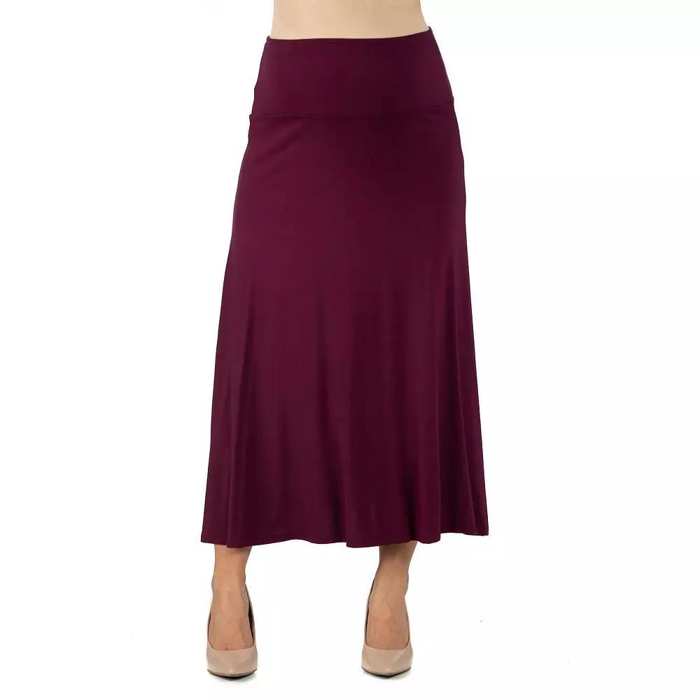 Maternity 24Seven Comfort Apparel Elastic Waist Maxi Skirt, Women's, Size: Large-Mat, Red Product Image