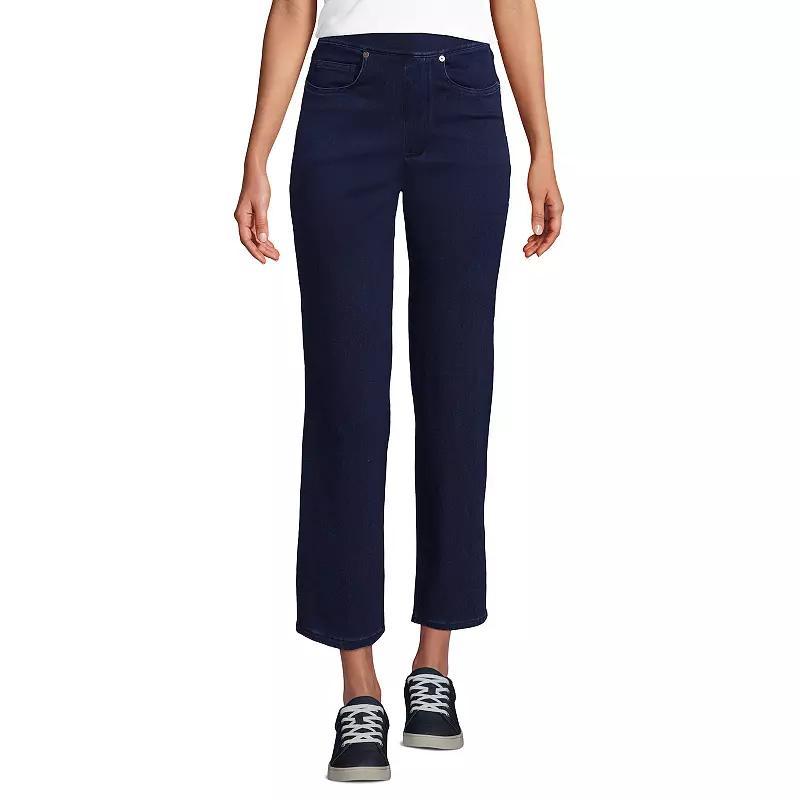 Petite Lands' End High Rise Pull On Denim Crop Pants, Women's, Size: Large Petite, Dark Blue Product Image