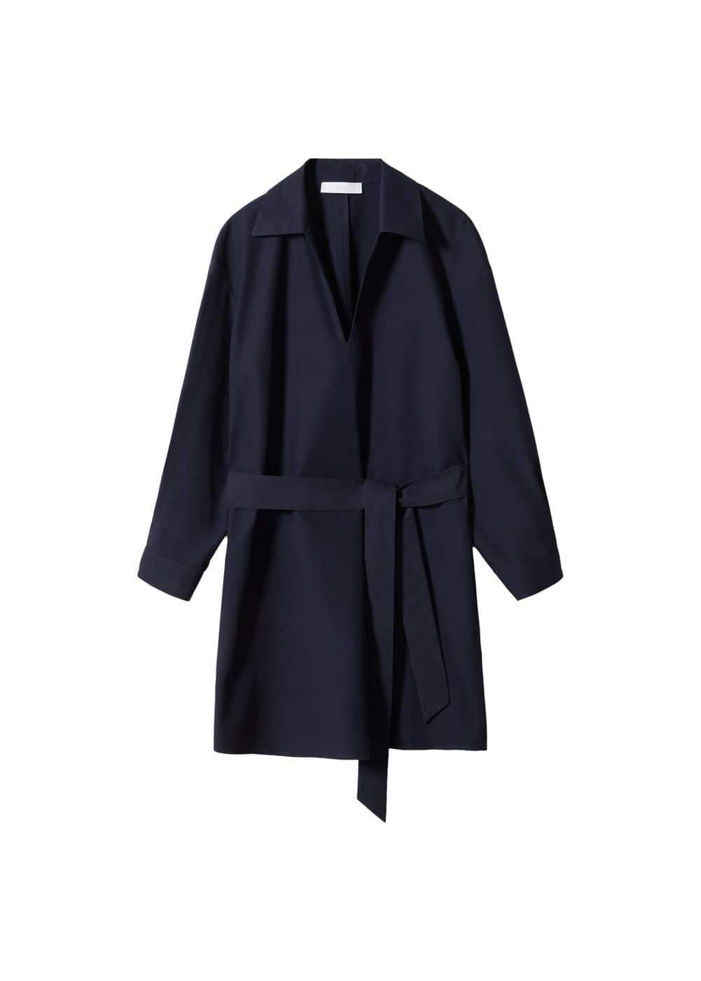 Mango cinched tie waist shirt dress Product Image