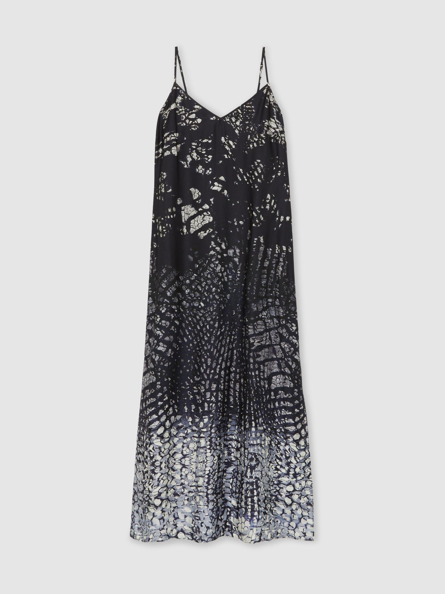 Printed Maxi Slip Dress in Navy Product Image