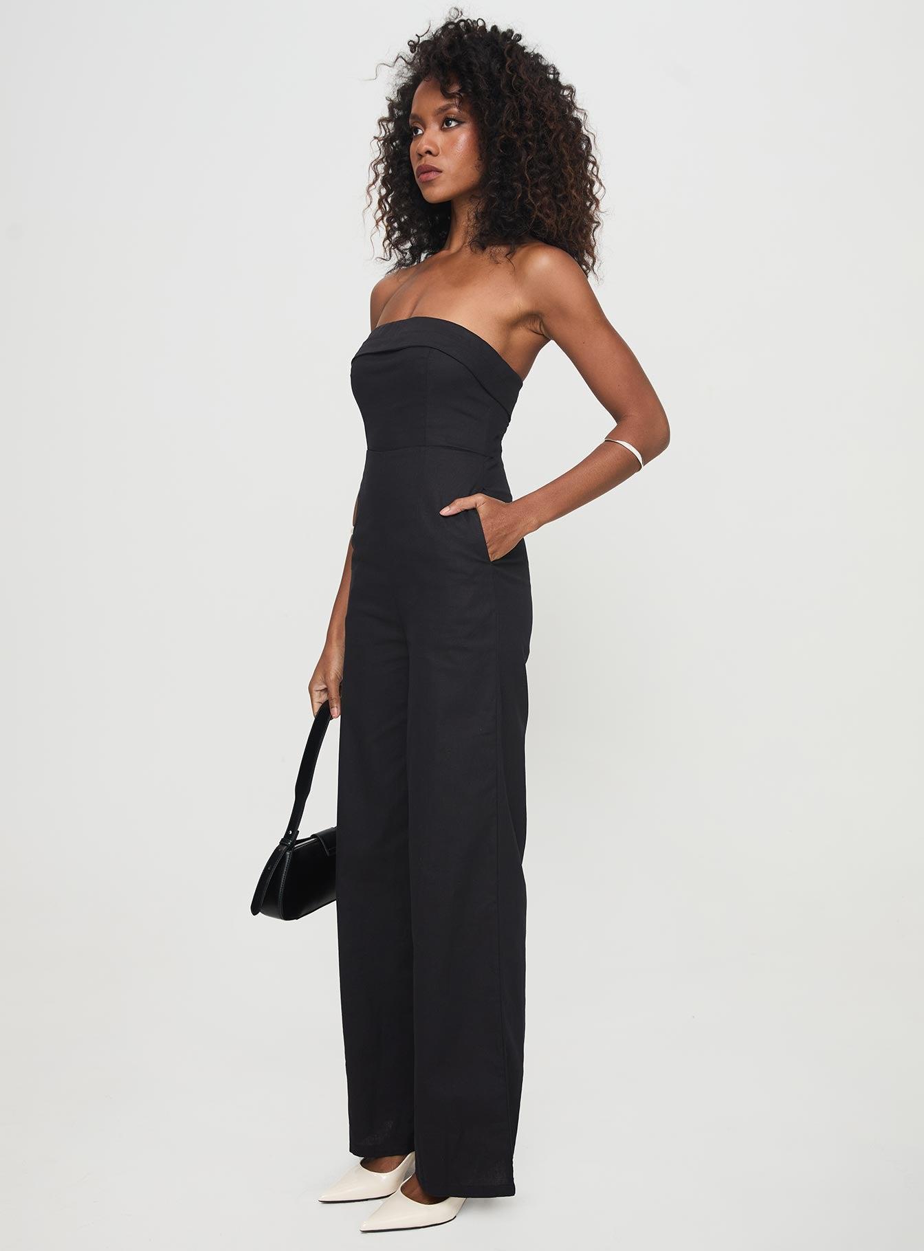 Luster Strapless Jumpsuit Black Product Image