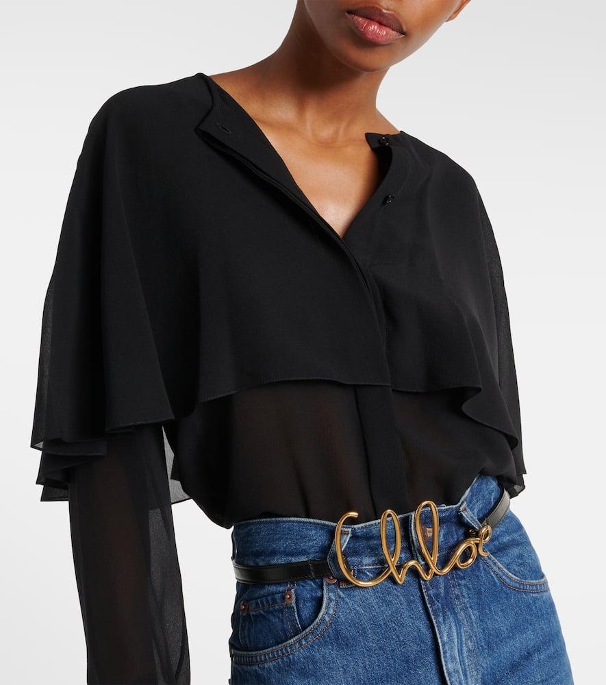 CHLOÉ Iconic Leather Belt Gold-tone Hardware In Black Product Image