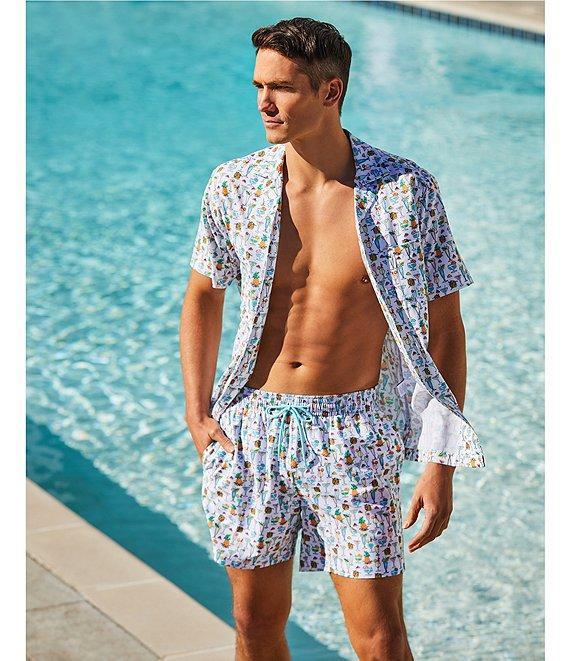 Caribbean Big & Tall Beach Drinks 6#double; Swim Trunks Product Image