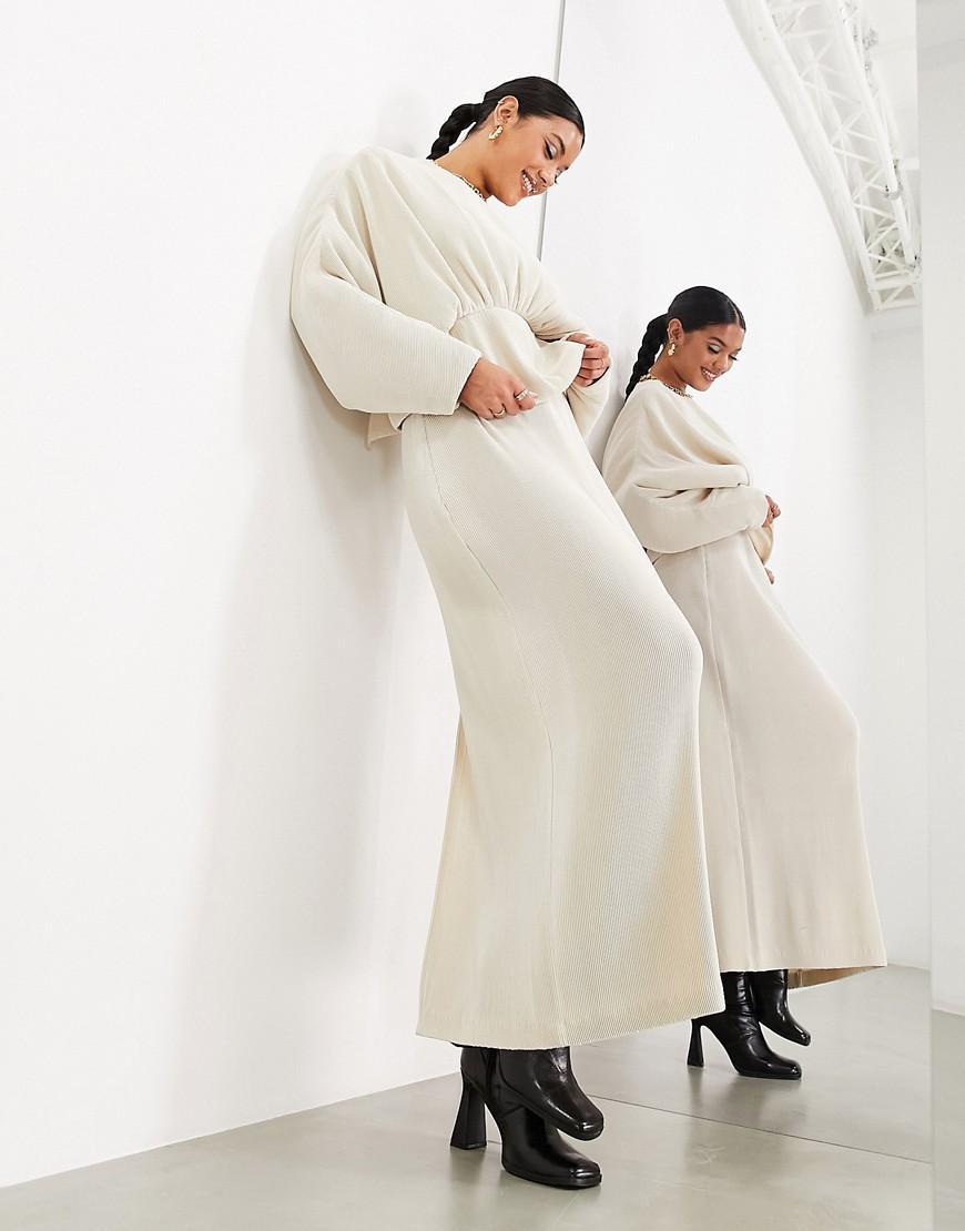 ASOS EDITION plisse maxi skirt in stone Product Image