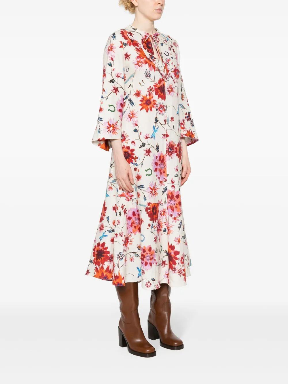 floral-print linen midi dress  Product Image