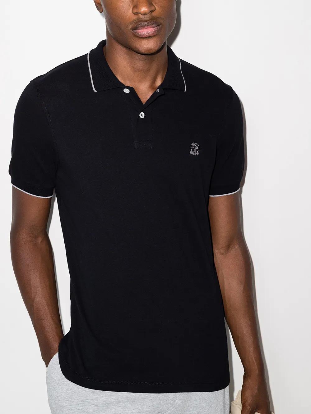 BRUNELLO CUCINELLI Navy Blue Cotton Polo Shirt Product Image