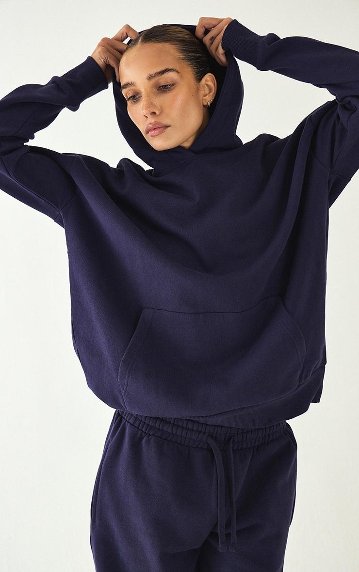 Navy Premium Basic Oversized Hoodie Product Image