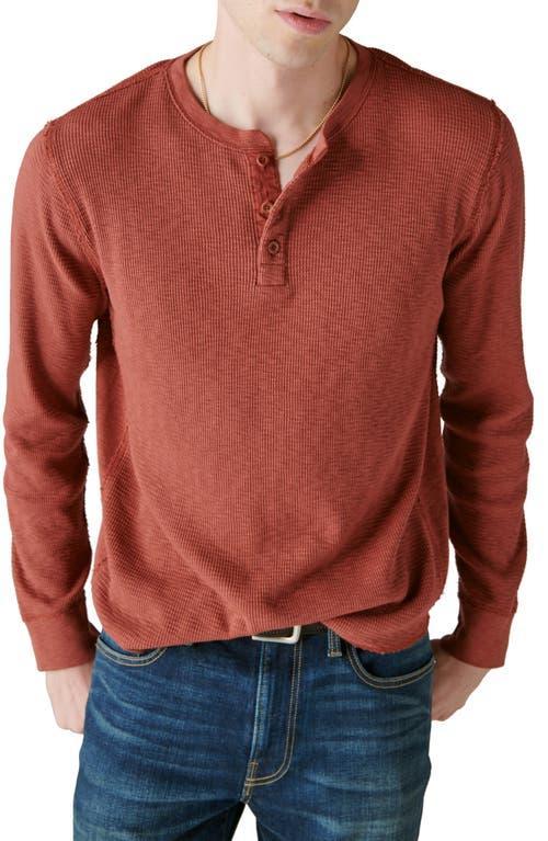 Lucky Brand Garment Dye Thermal Henley (Terracotta) Men's T Shirt Product Image