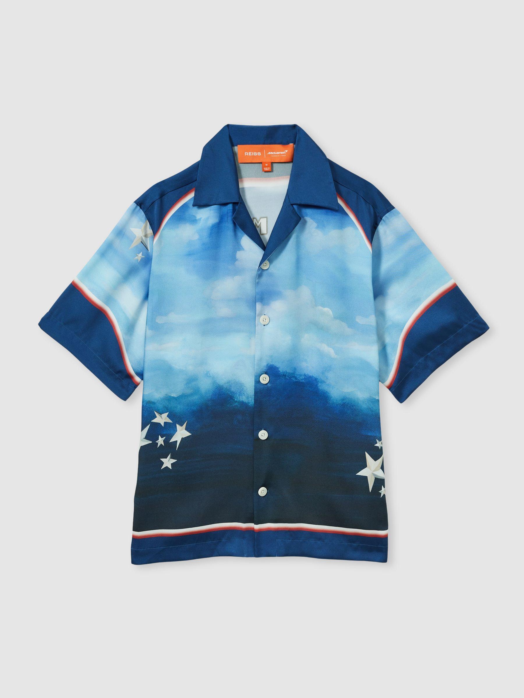 McLaren F1 Austin Exclusive Cuban-Collar Shirt in Blue Multi Product Image