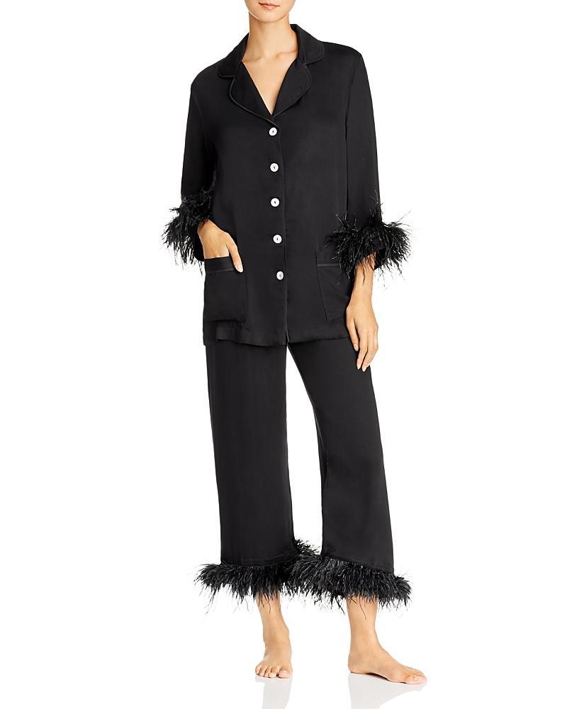 Feather-Trim Party Pajama Set Product Image