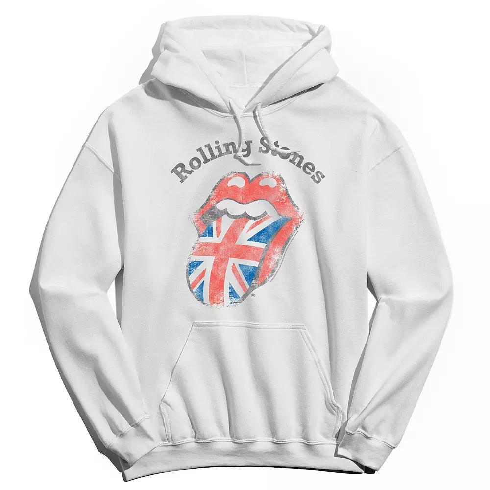 Men's Rolling Stones Union Jack Flag Hoodie, Size: XL, White Product Image