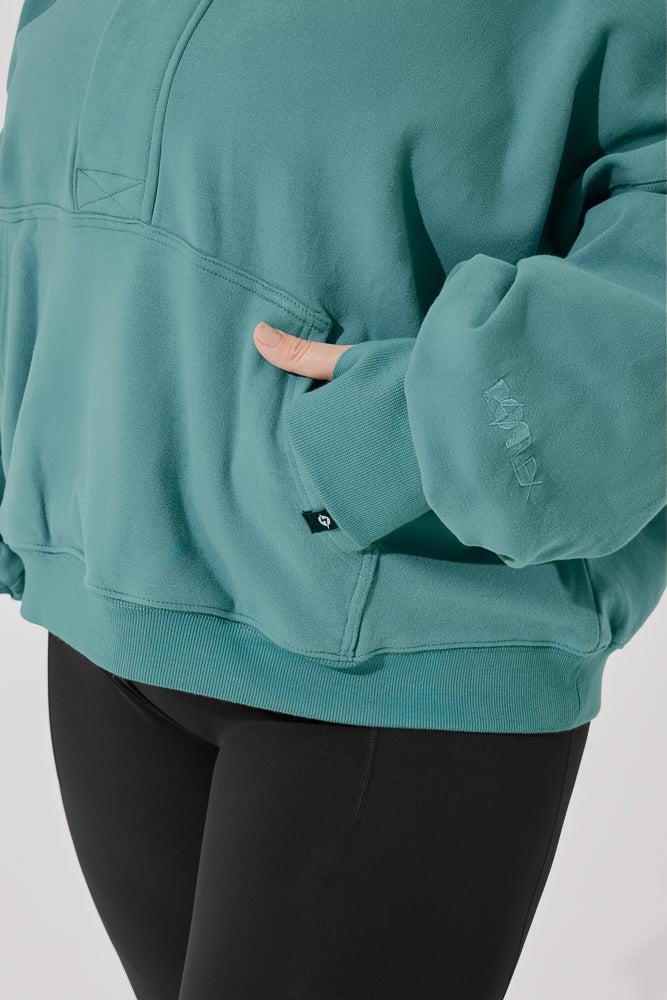 Ooey Gooey Half Zip Sweater - Turquoise Product Image