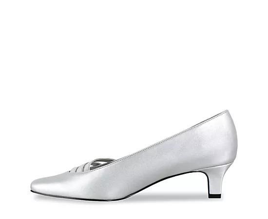 Easy Street Entice Women's Square Toe Pumps, Size: 9.5 Ww, Silver Satin Product Image