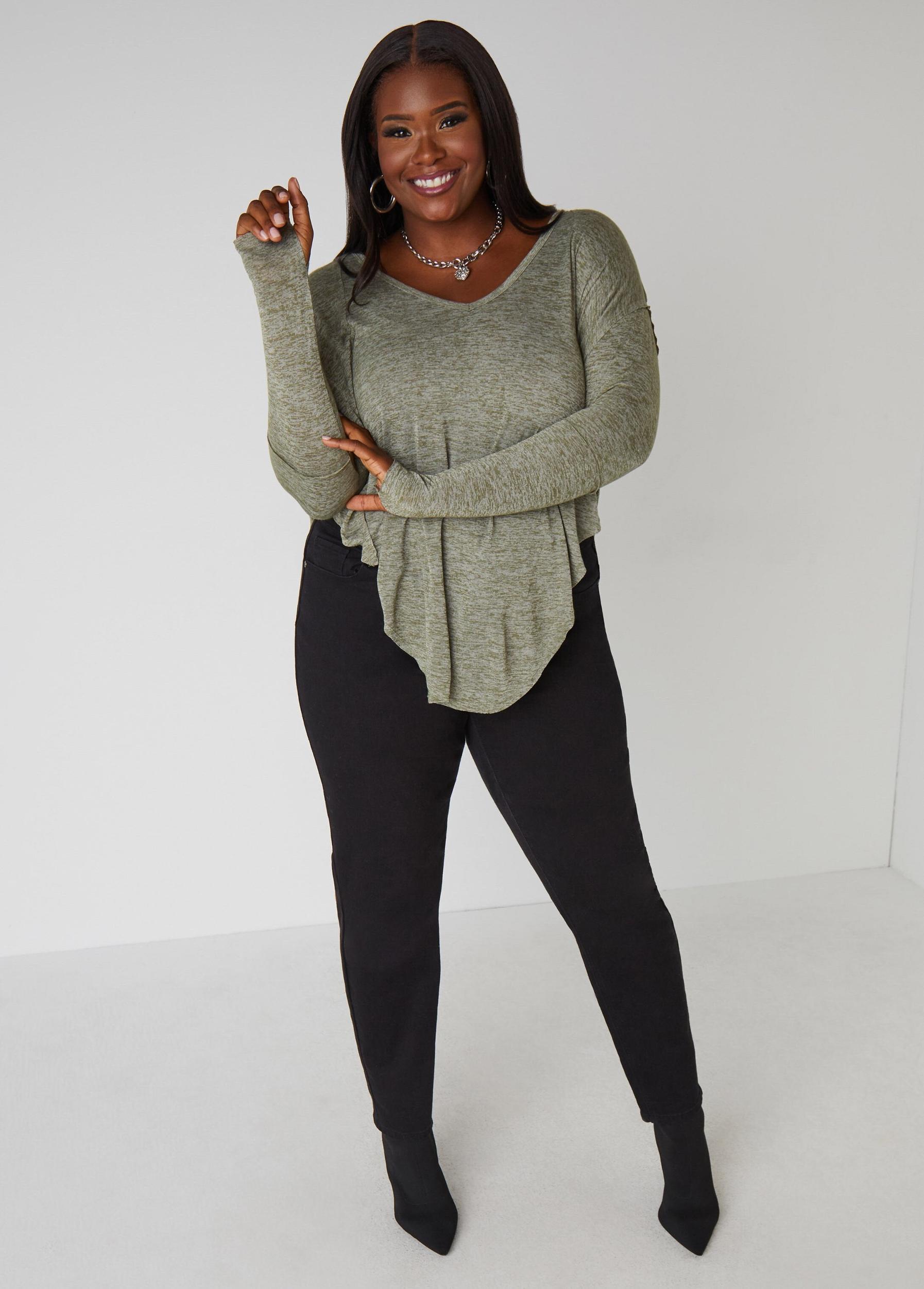 Slub Knit V Neck Top Product Image