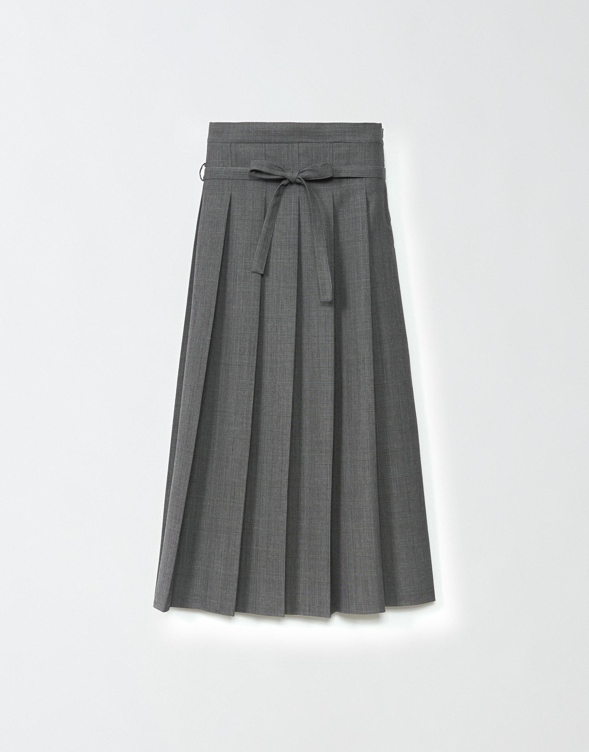 FABIANA FILIPPI Prince Of Wales High Waisted Pleated Skirt In Grey Product Image