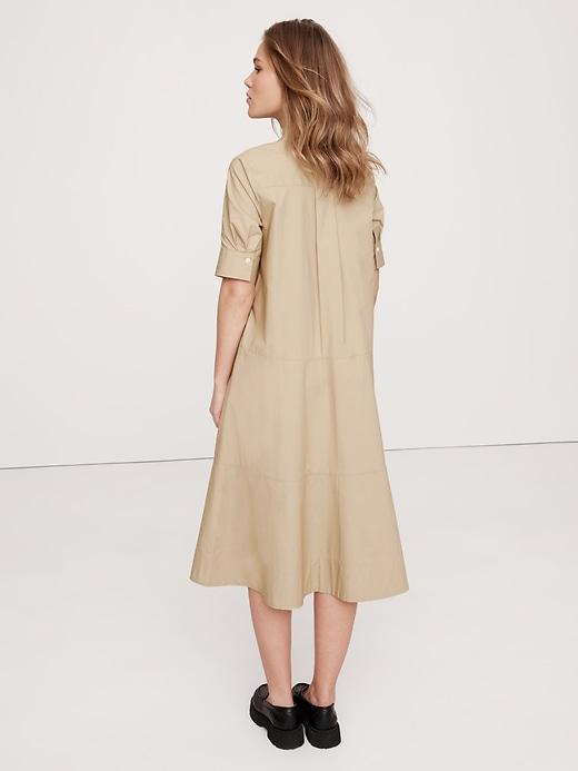 Poplin Tuxedo-Front Midi Dress Product Image