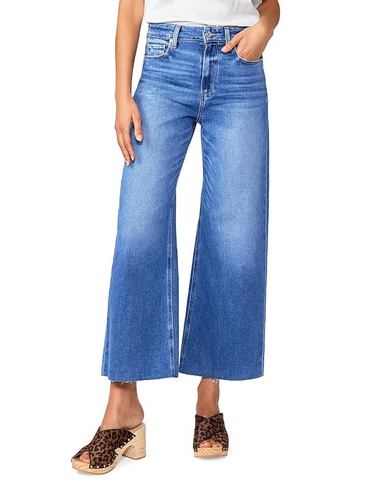 Paige Anessa High Rise Wide Leg Ankle Jeans in Rock Show Distressed Product Image