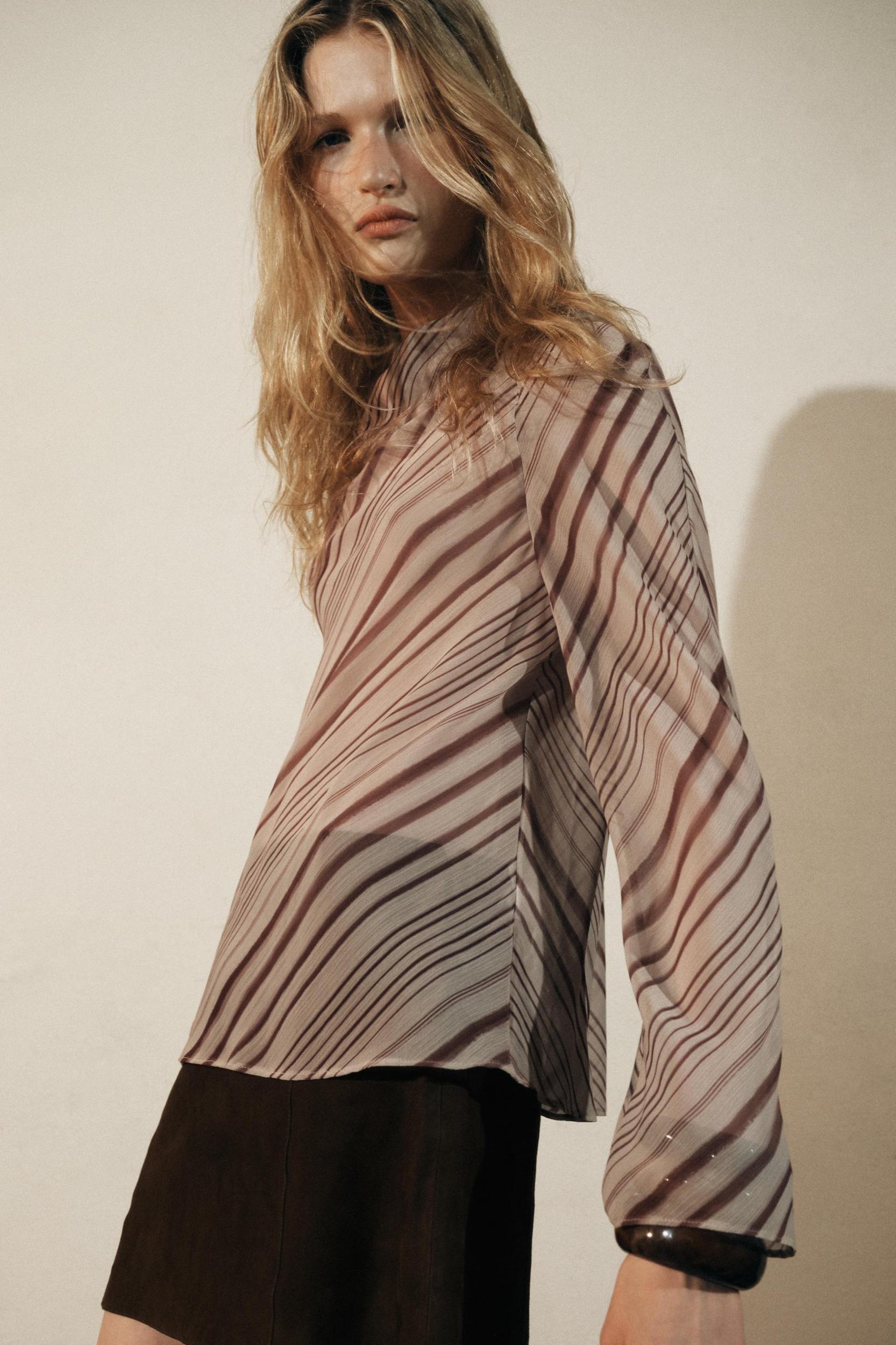 STRIPED DRAPED BLOUSE ZW COLLECTION Product Image