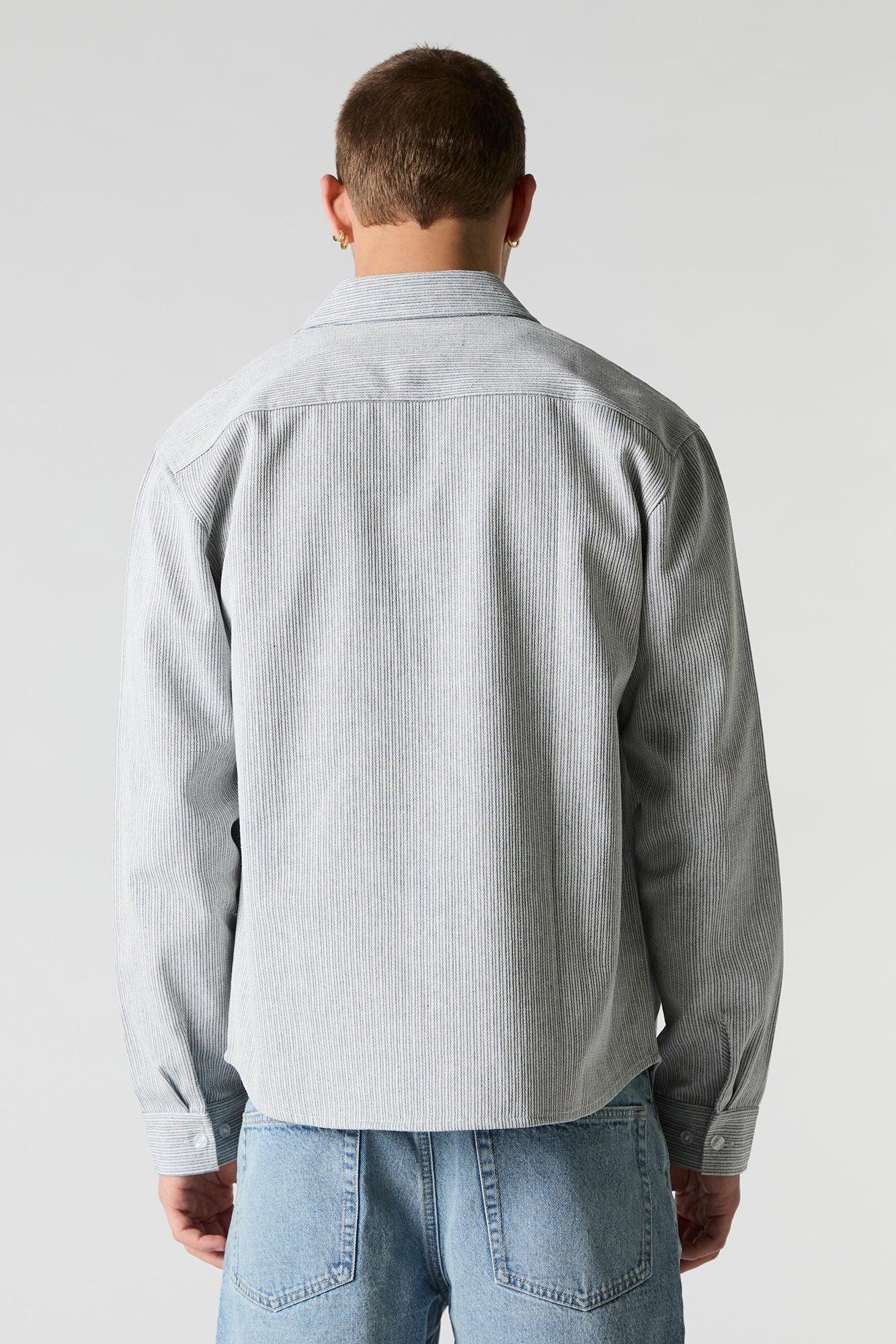 Textured Striped Collared Button-Up Top Male Product Image