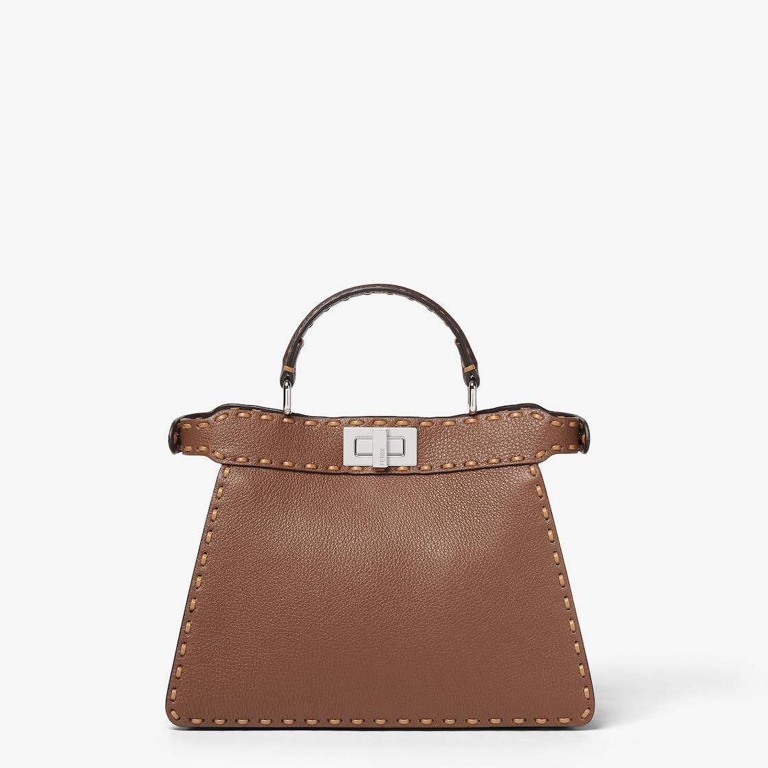 Peekaboo ISeeU SmallMulticolor sage Selleria bag with 556 hand-sewn topstitches Product Image