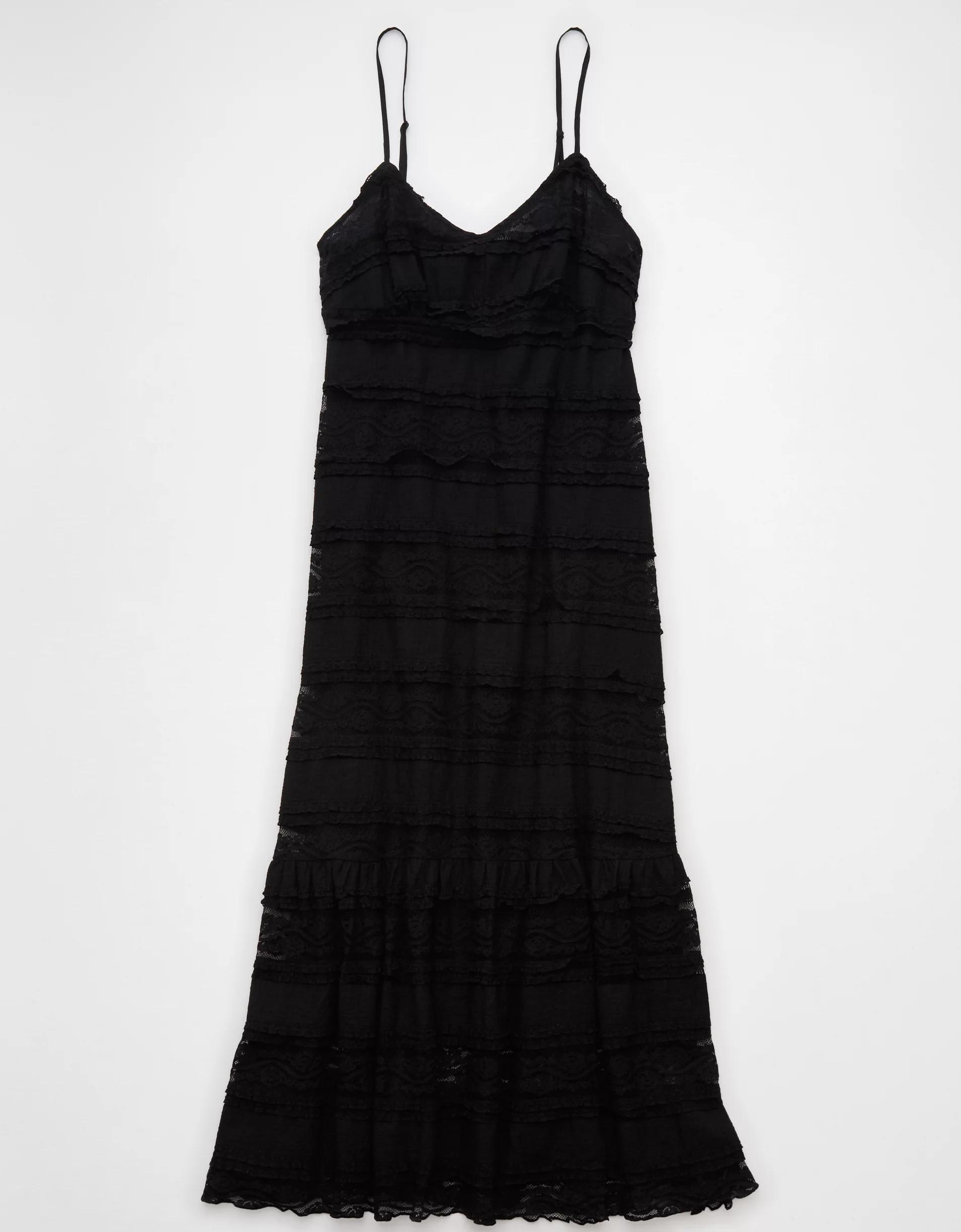 AE Lace V-Neck Tiered Midi Dress Product Image