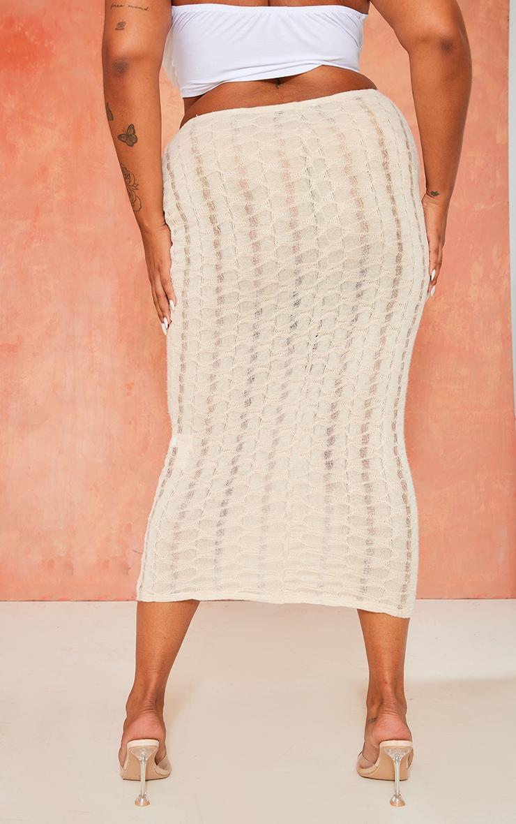 Plus Stone Textured Knit Maxi Skirt Product Image