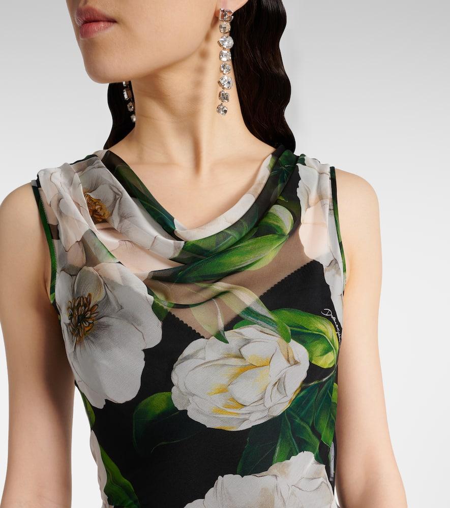 DOLCE & GABBANA Silk Dress With Floral Print Dresses Multicolor In Gardeniafnero Product Image