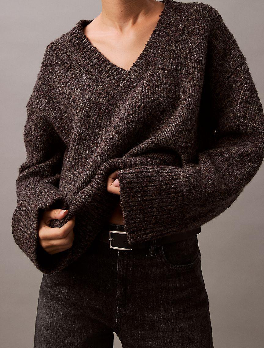Melange Wool V-Neck Sweater Product Image