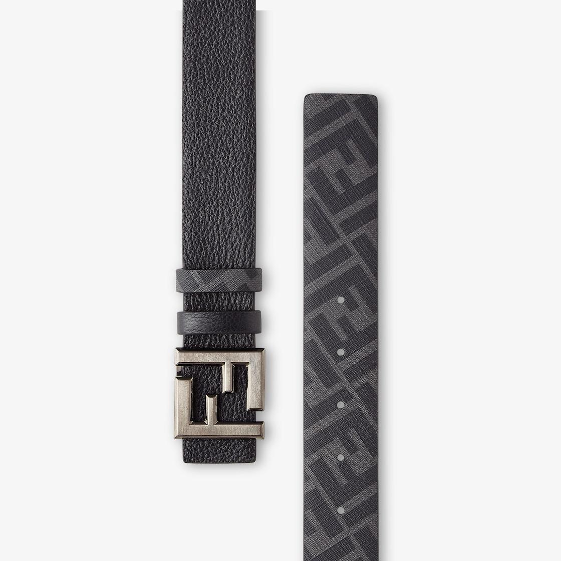 FF Squared BeltBlack leather and FF canvas reversible belt Product Image