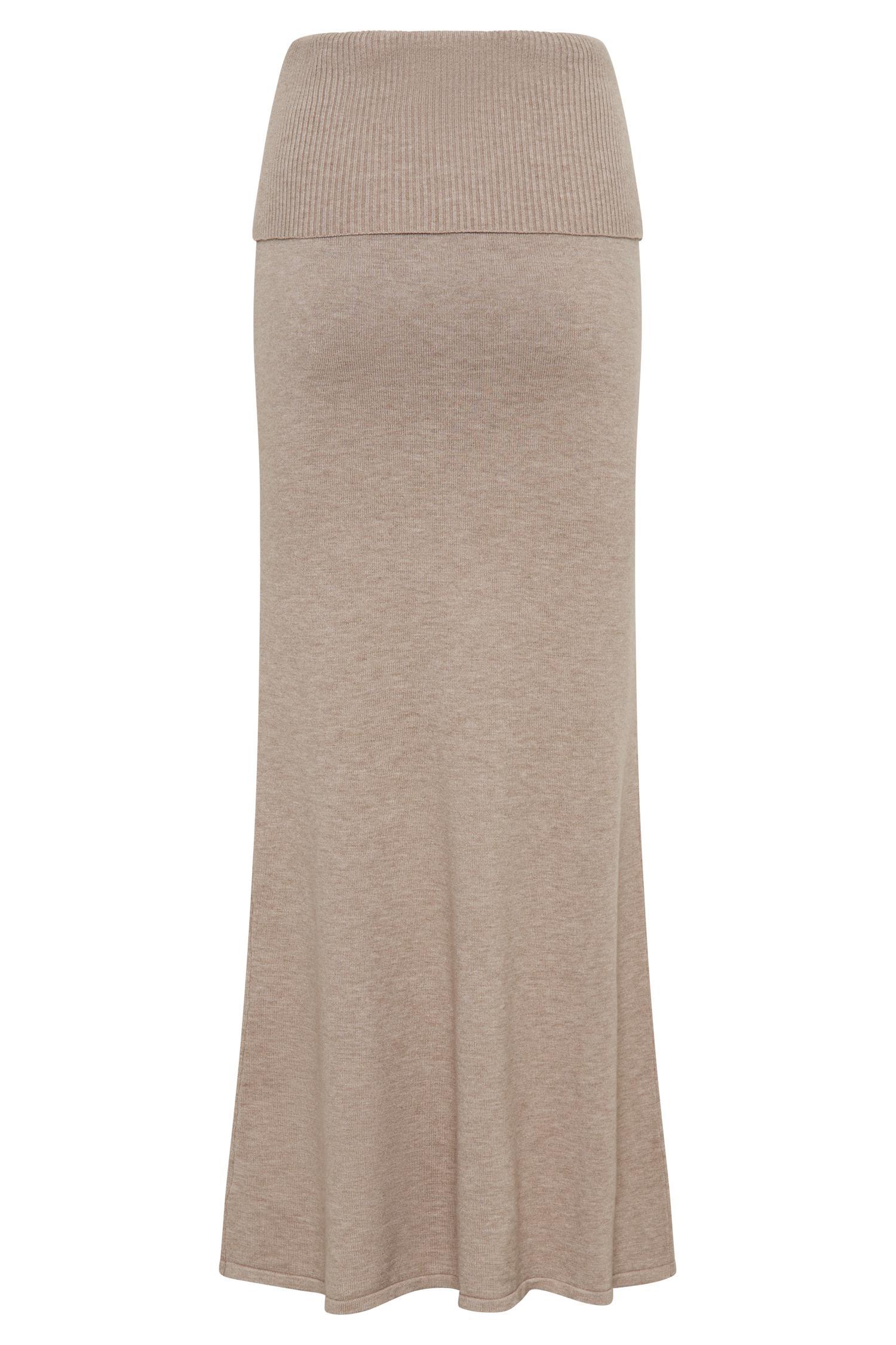 Karlie Knit Maxi Skirt With Ribbed Waist - Taupe Marle Product Image