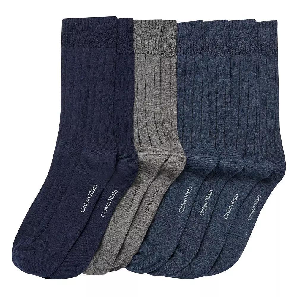 Men's Calvin Klein 4-Pack Ribbed Dress Crew Socks, Blue Assorted Product Image