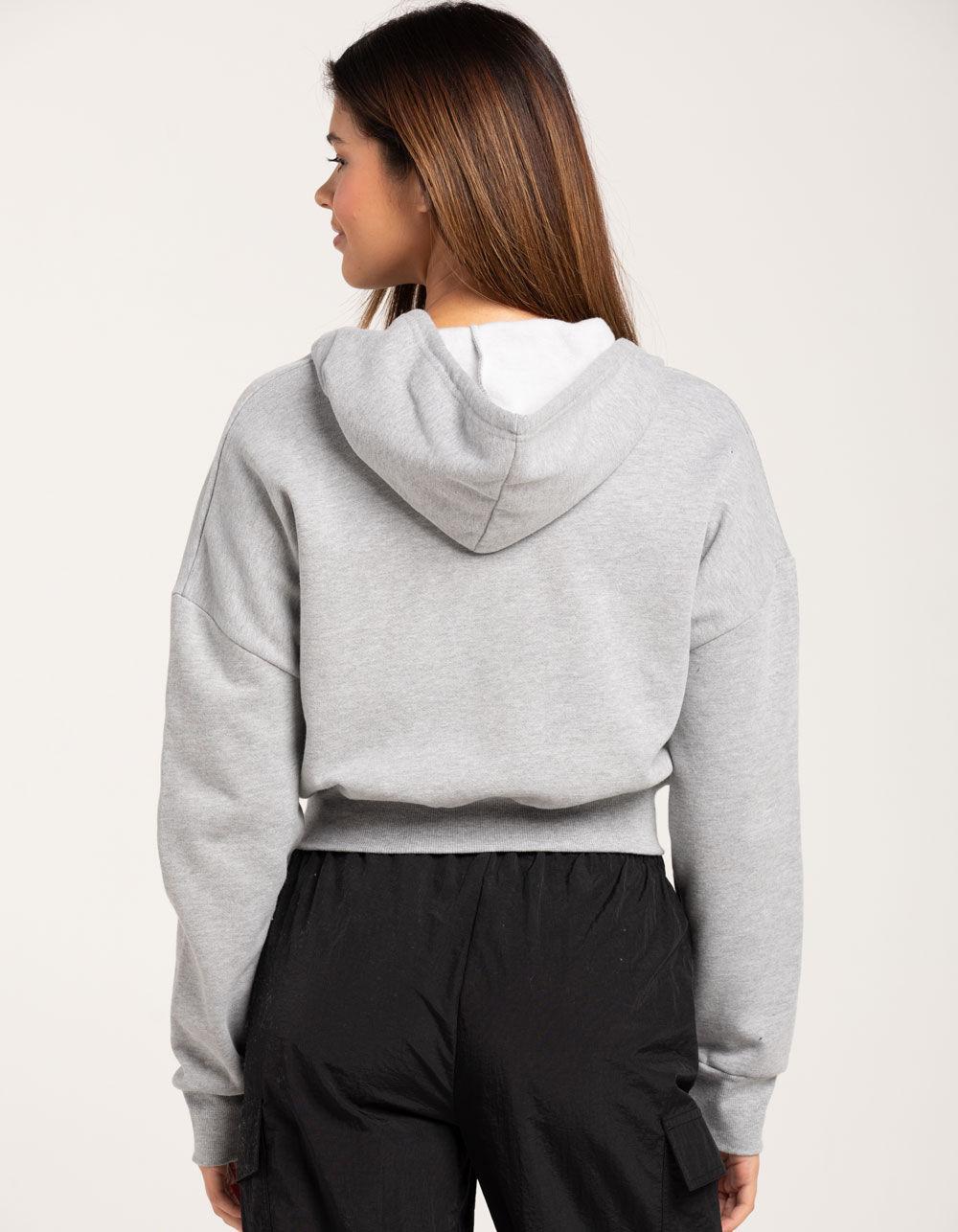 TILLYS Cropped Zip-Up Womens Hoodie - HEATHER GRAY Product Image