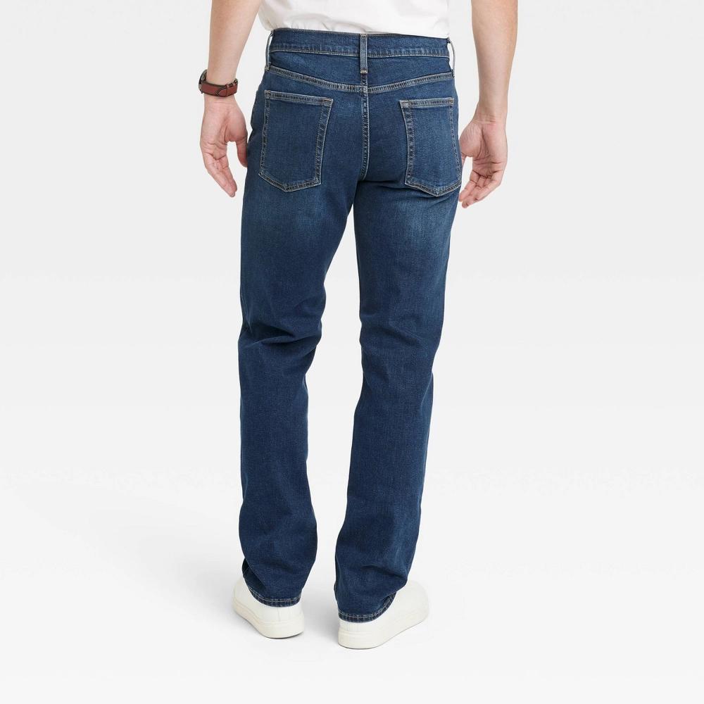 Men's Straight Fit Jeans - Goodfellow & Co™ Indigo 34x32: Midweight Denim, Stretch Fabric, Mid Rise, Machine Washable Product Image