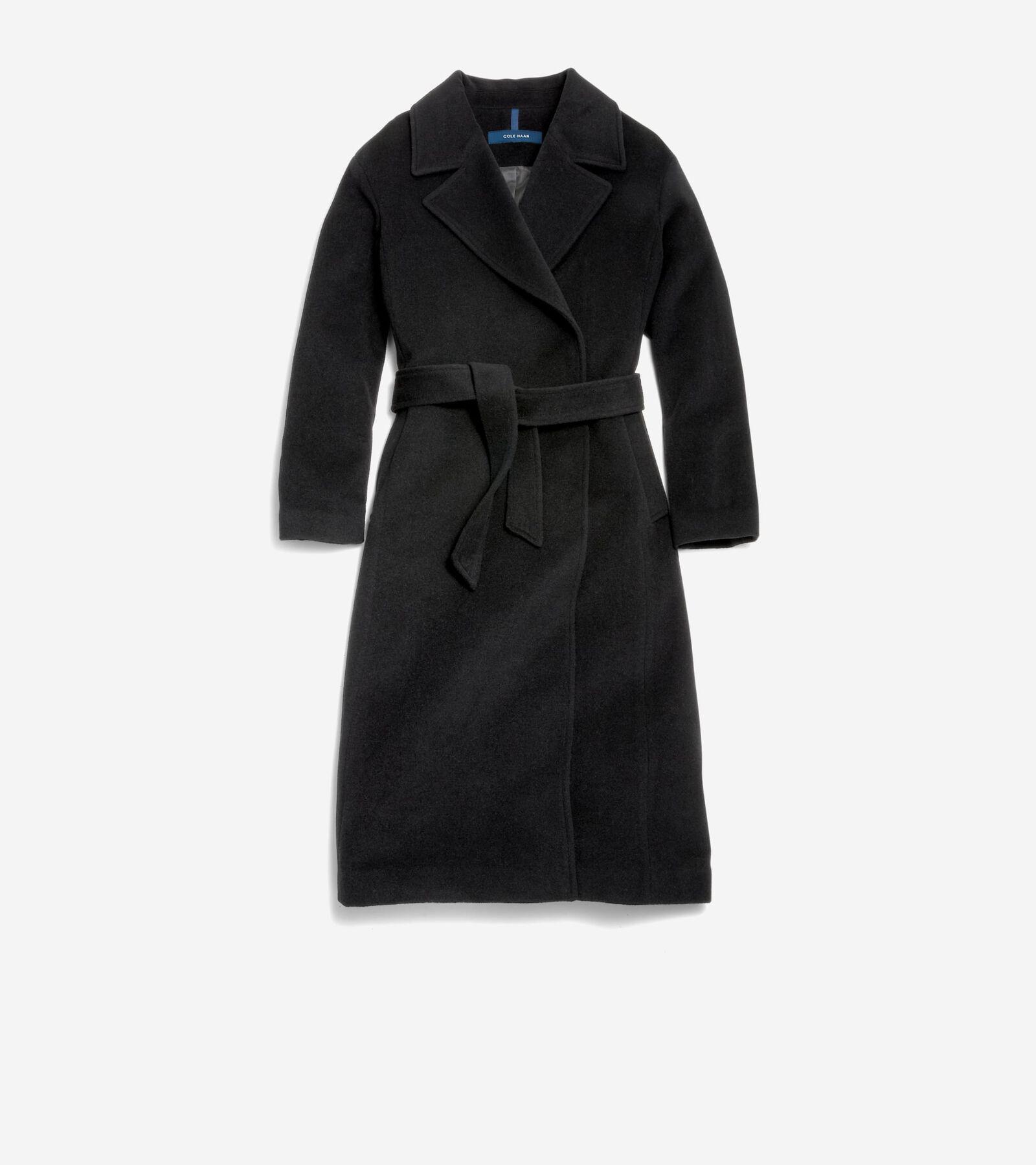 Cole Haan Womens Luxe Wool Oversized Coat - Black Size 4 Product Image