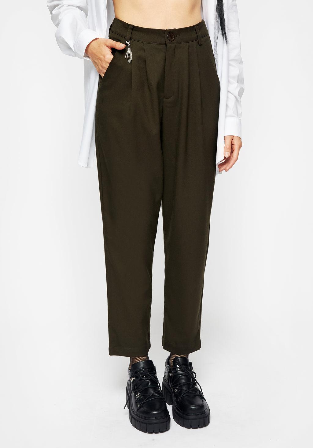 Malverde High Waist Tapered Trousers - Green Product Image