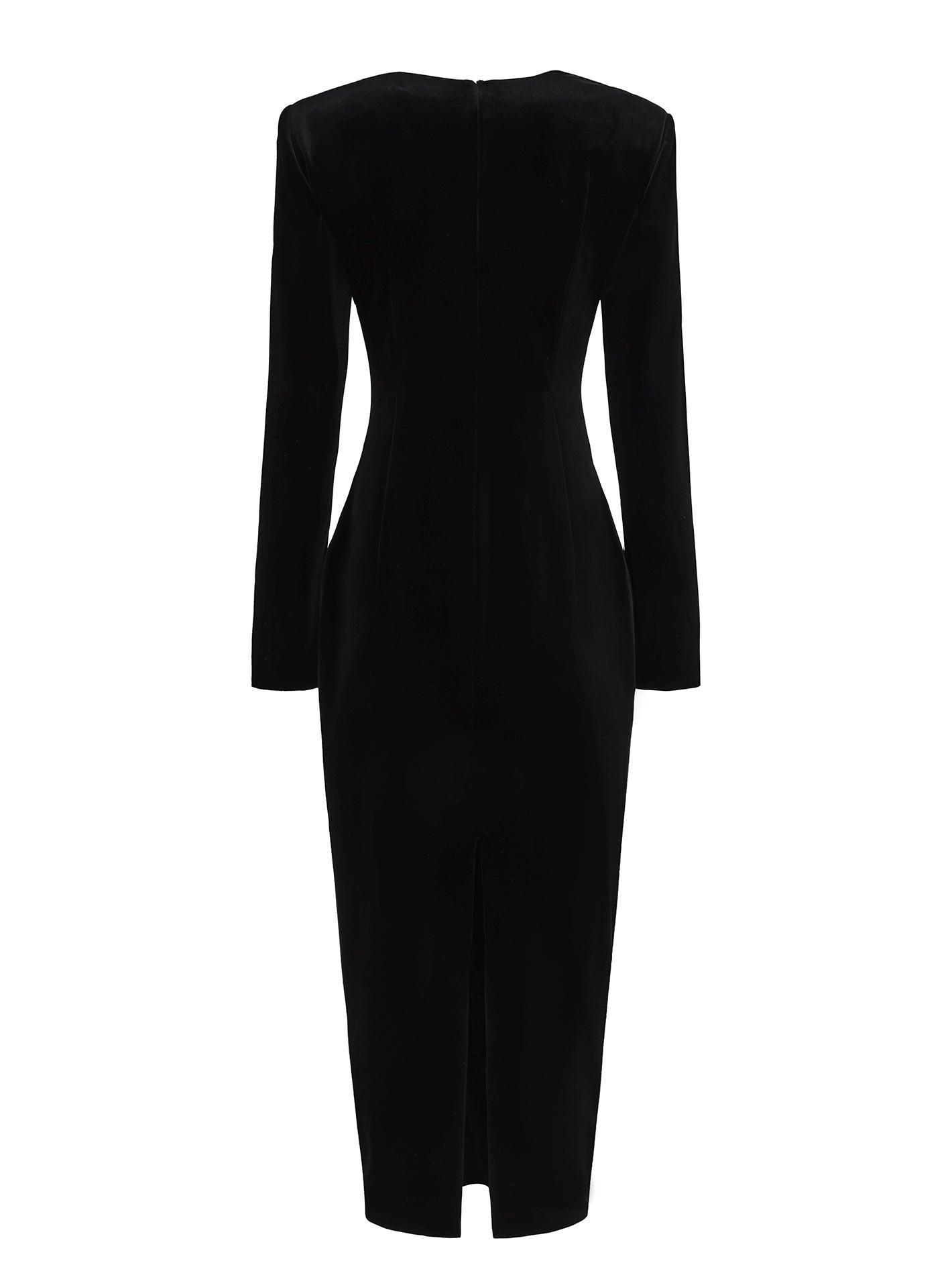Veronica Velvet Dress (Black) Product Image