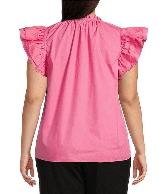 Sugarlips Plus Size Ruffle-Sleeve Woven Poplin Blouse Product Image