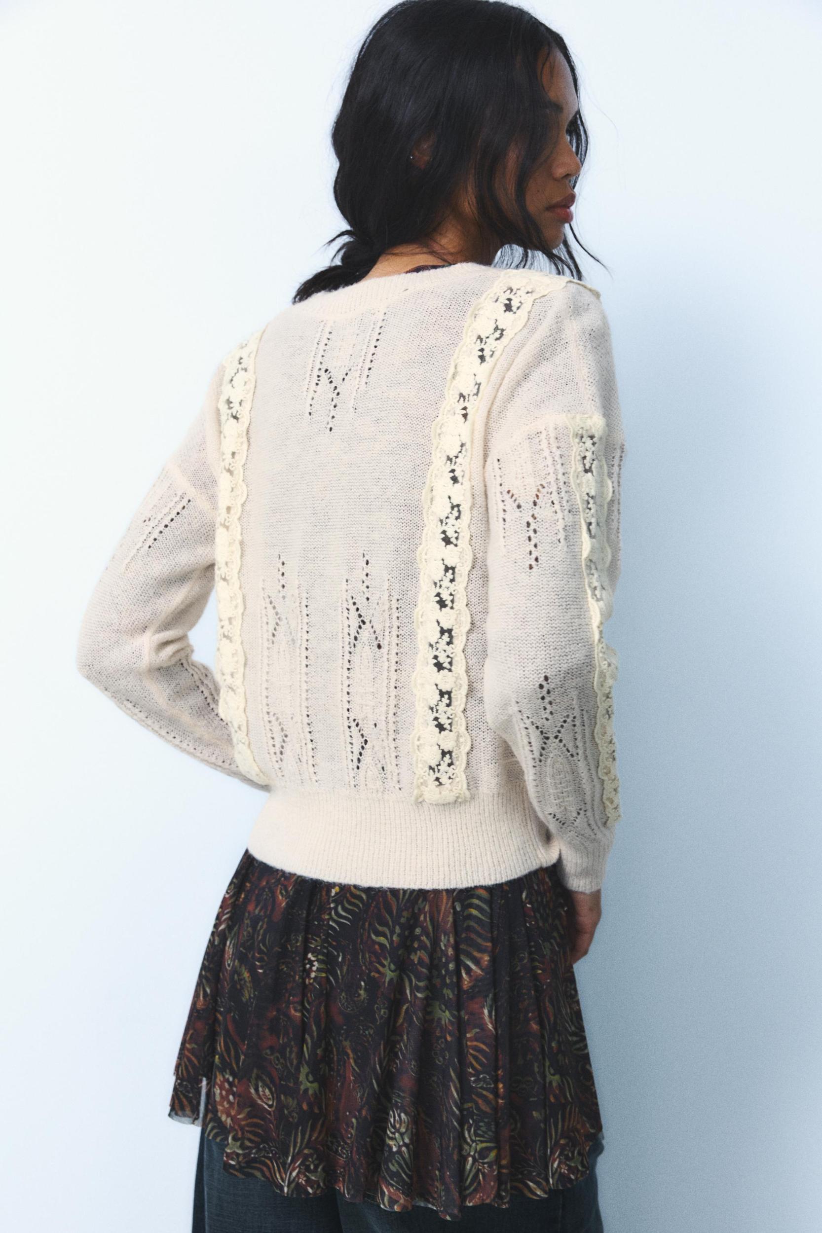 COMBINATION KNIT LACE SWEATER Product Image