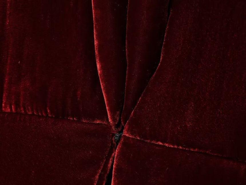 Stand Collar Plain Velvet Puffer Jacket Product Image