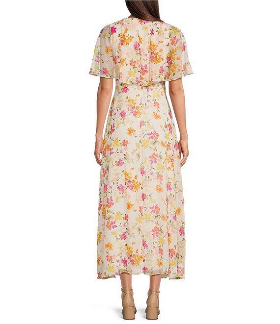 Calvin Klein Crinkled Chiffon Floral Print Midi Dress Product Image