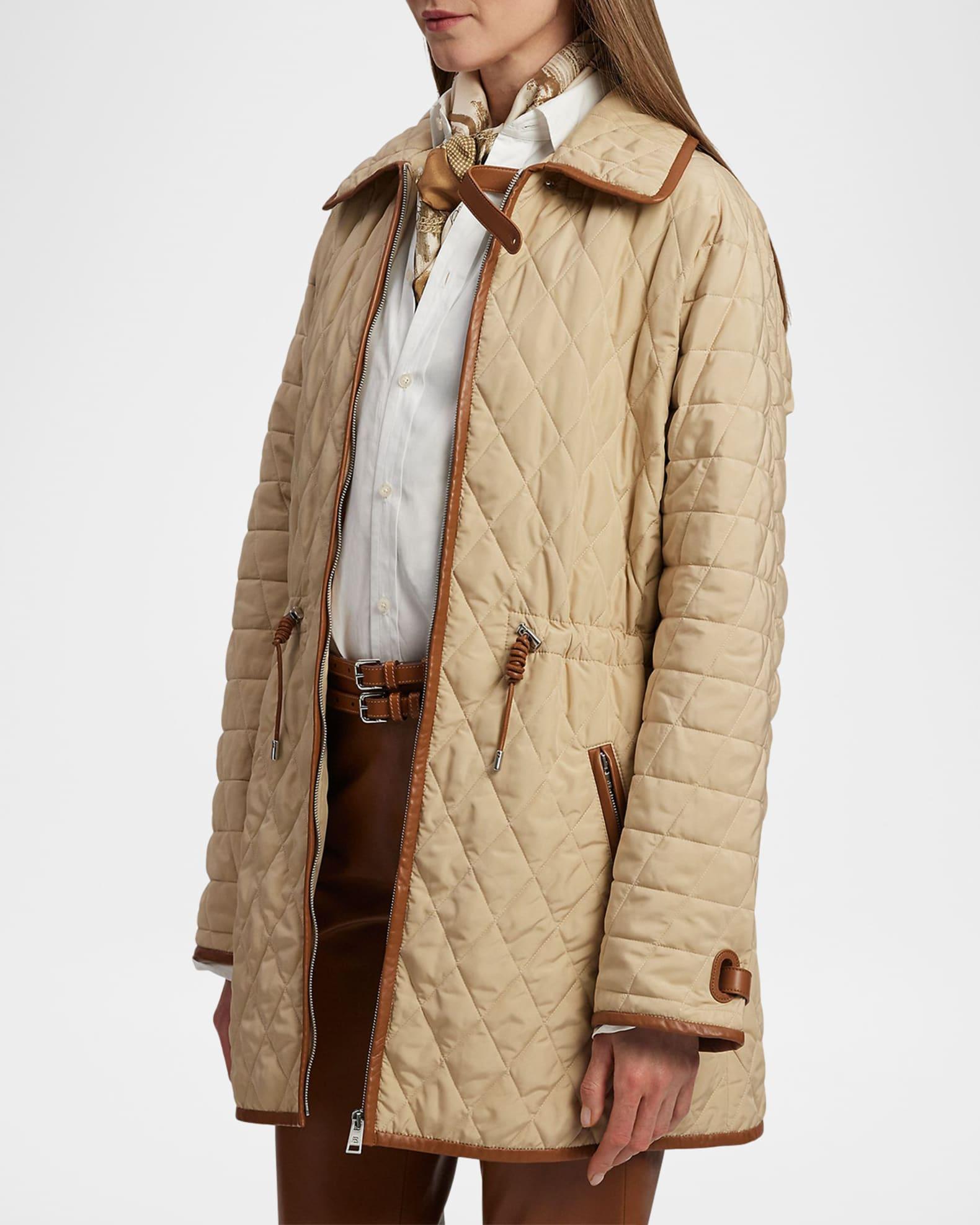 Saundra Quilted Leather-Trim Coat Product Image